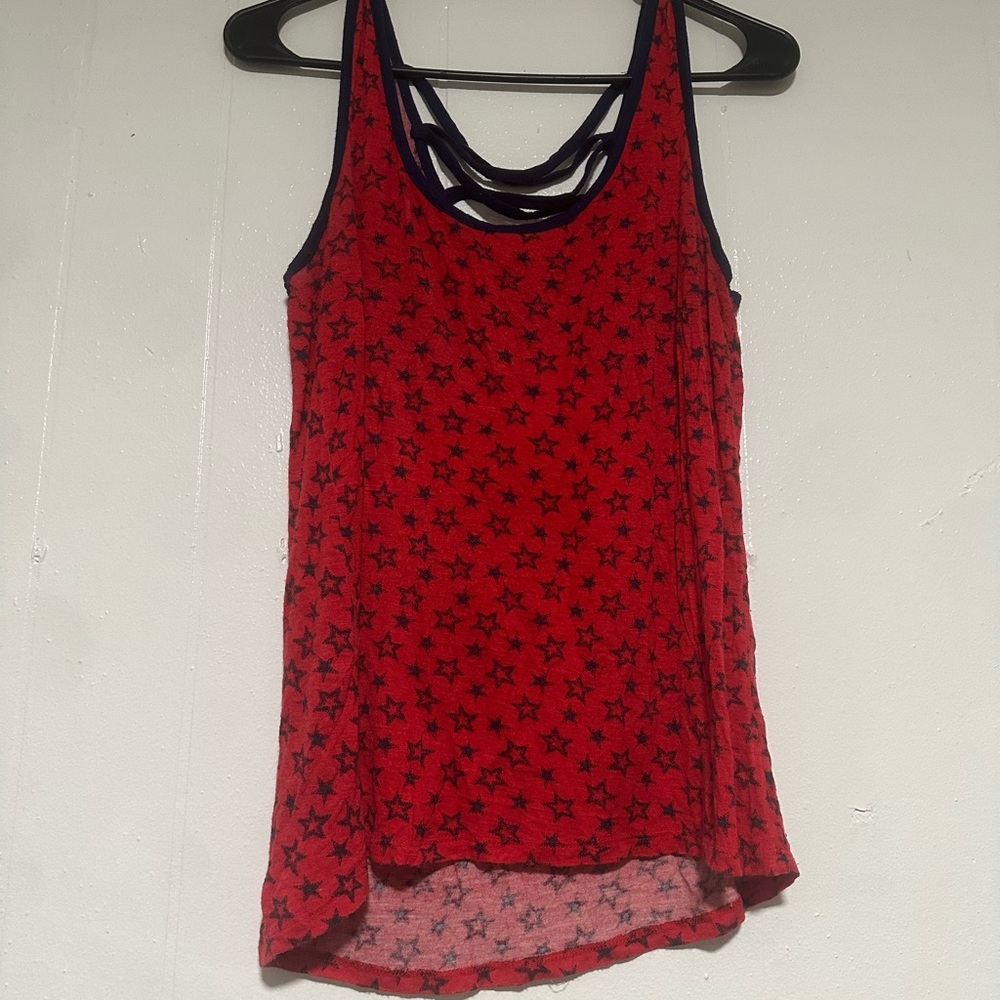 Red Star Pattern Tank Top